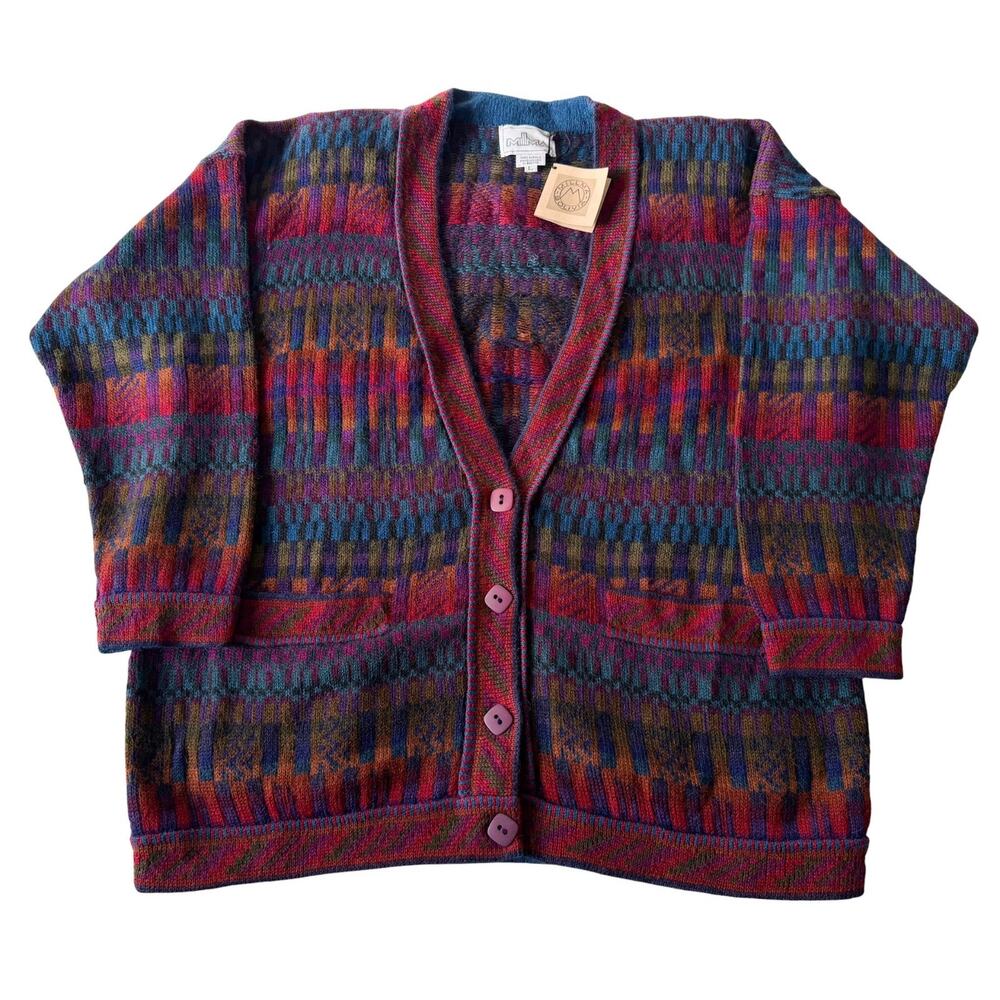 Vintage 90s MILLMA Cardigan 100% Alpaca Bolivia Sweater NWT Mens Large